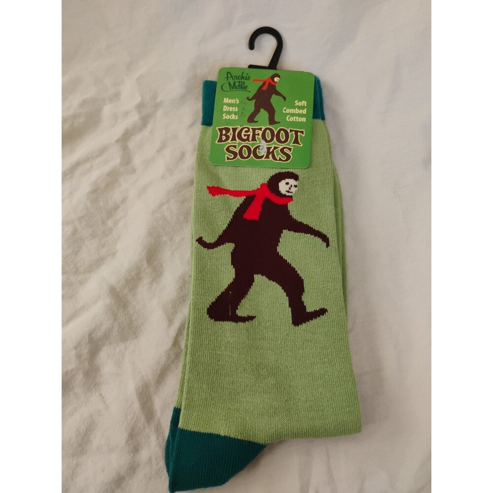NWT Archie McPhee BIGFOOT Men's Dress SOCKS Novelty Size 7-12 Sasquatch CRYPTID